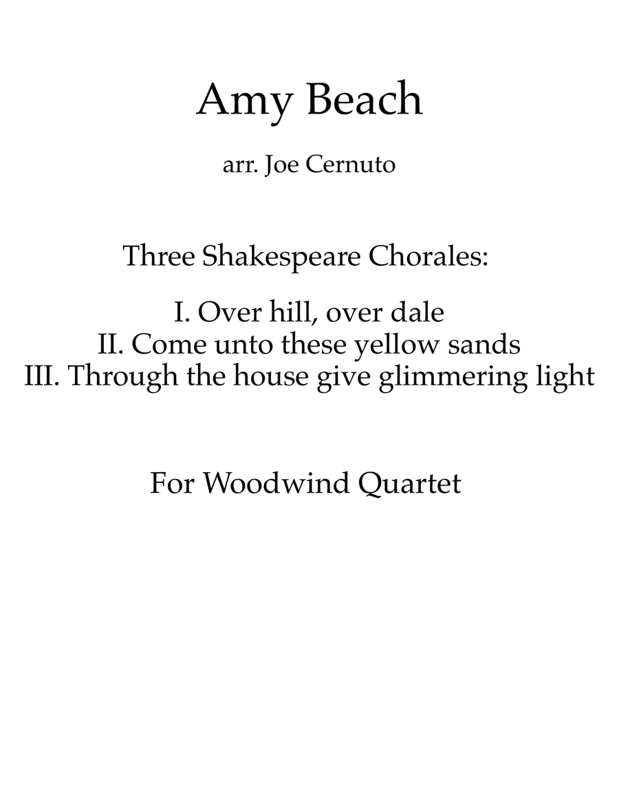 Three Shakespeare Chorales Woodwind Quartet scores gallery preview page 1