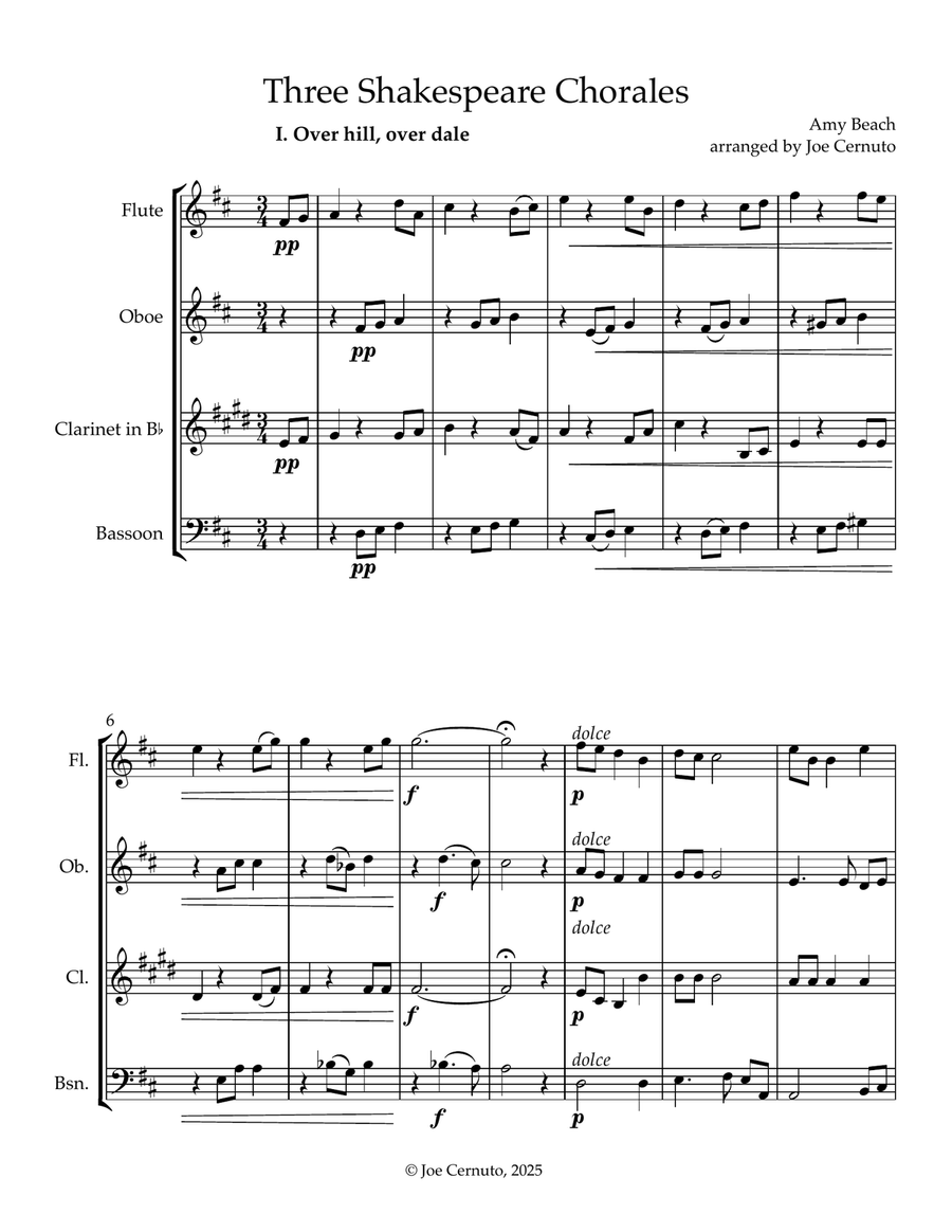 Three Shakespeare Chorales Woodwind Quartet scores gallery preview page 2