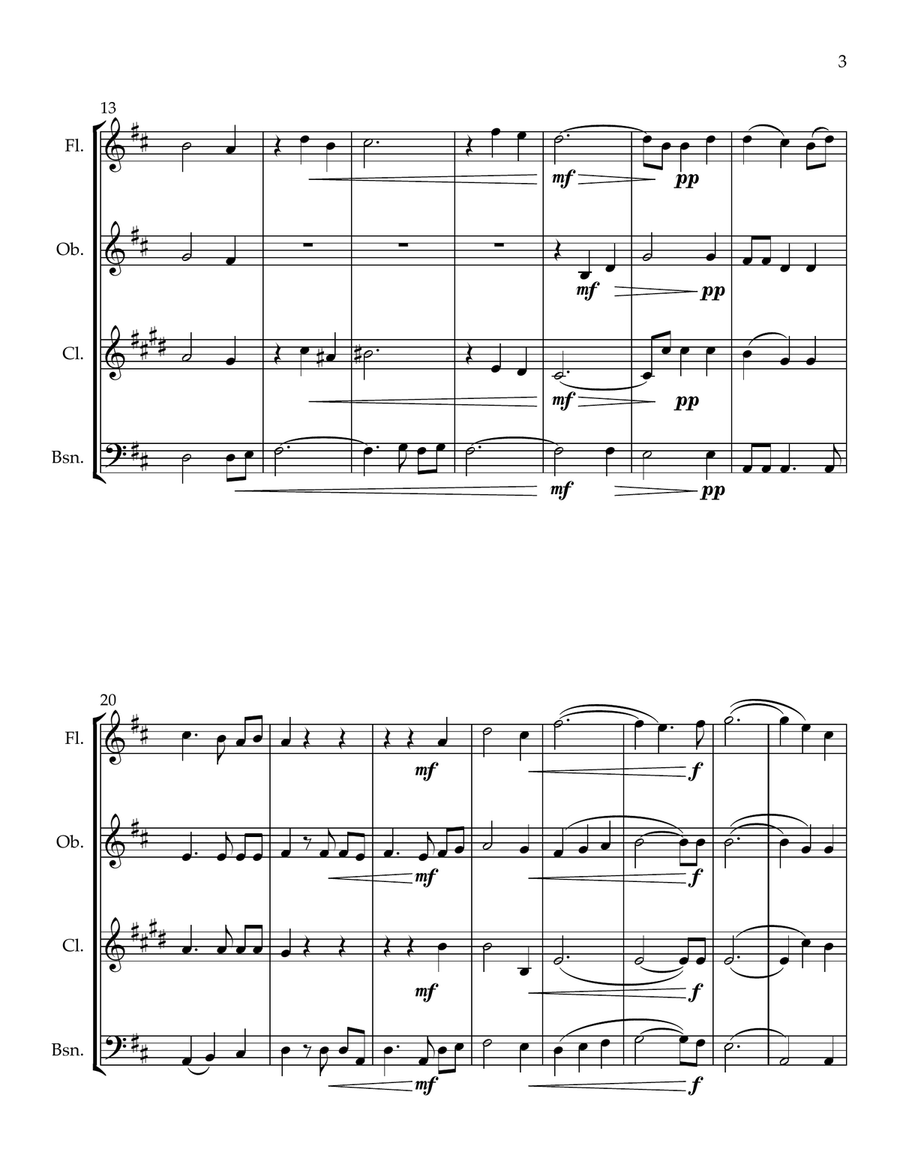 Three Shakespeare Chorales Woodwind Quartet scores gallery preview page 3