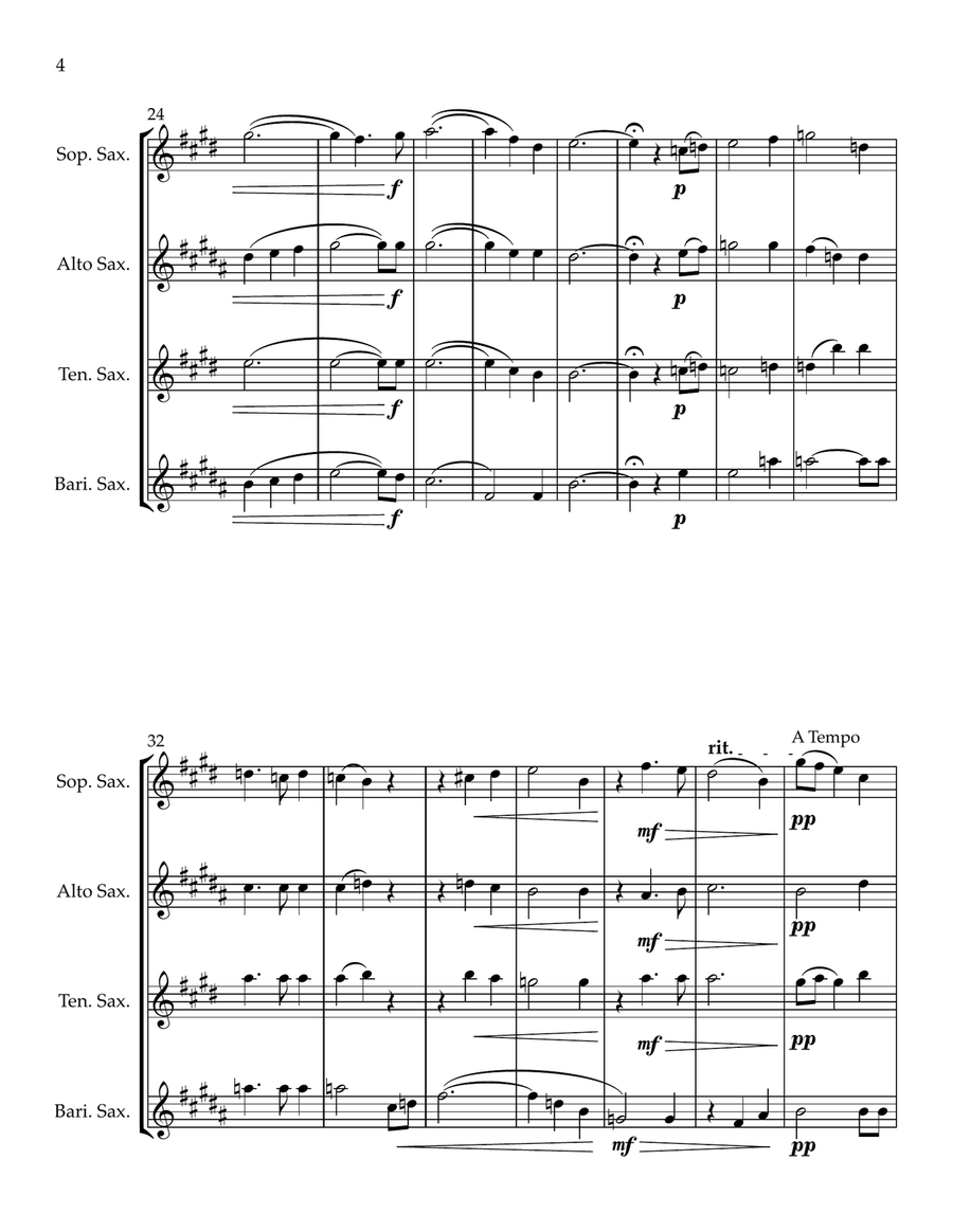 Three Shakespeare Chorales Saxophone Quartet scores gallery preview page 4