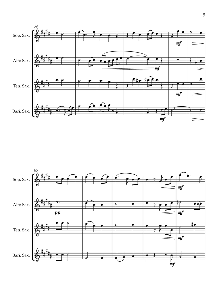 Three Shakespeare Chorales Saxophone Quartet scores gallery preview page 5