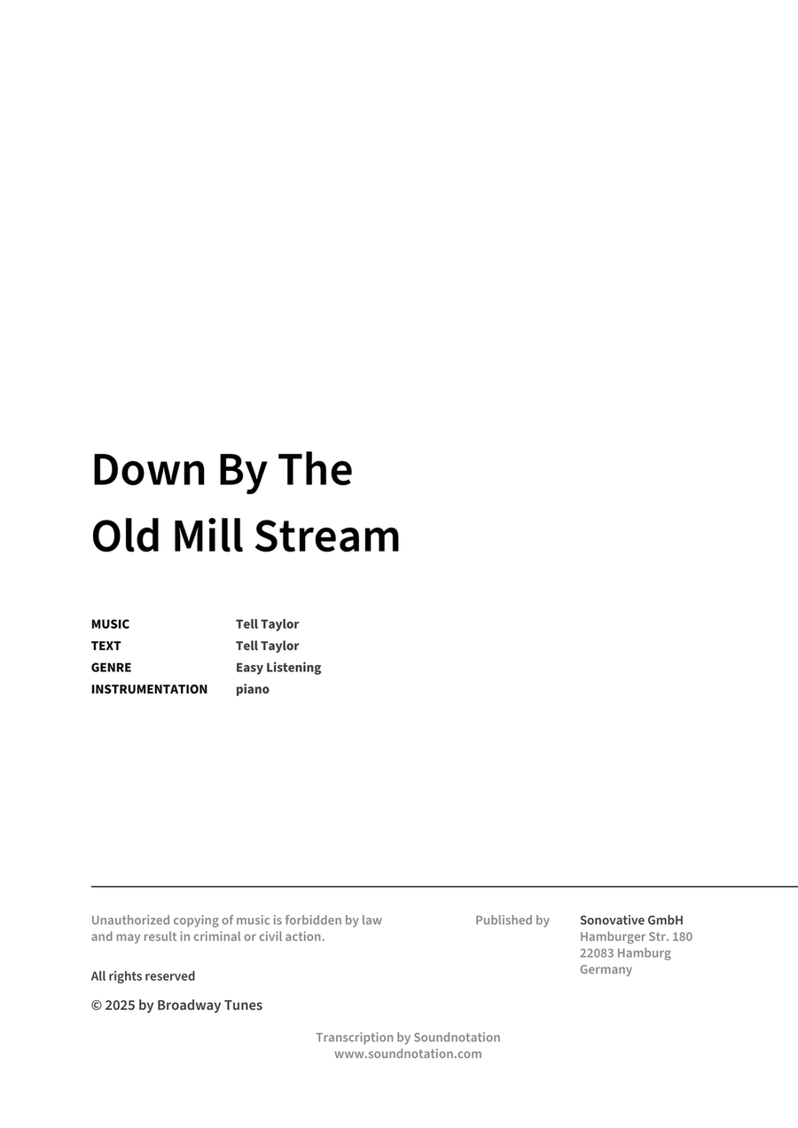 Down By The Old Mill Stream Piano Solo scores gallery preview page 2
