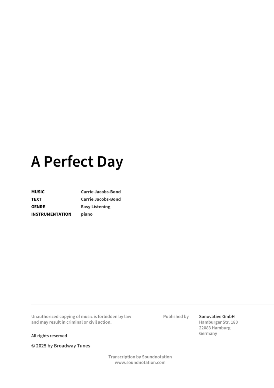 A Perfect Day Piano Solo scores gallery preview page 2