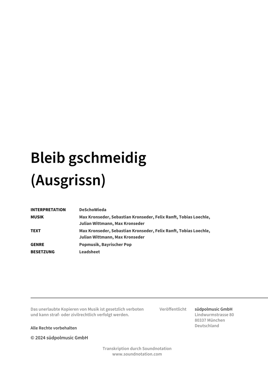 Bleib gschmeidig (Ausgrissn) Voice scores gallery preview page 2