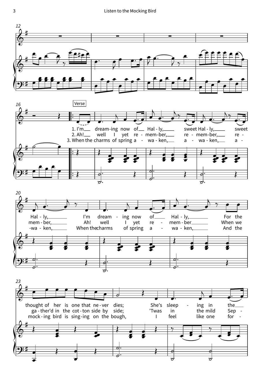 Listen to the Mocking Bird Voice - Digital Sheet Music page 4