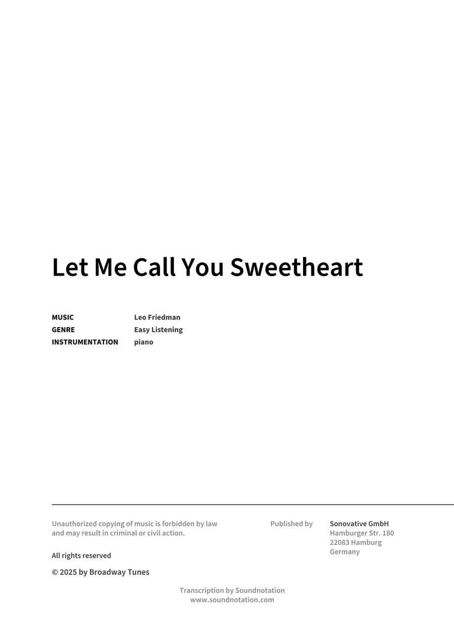 Let Me Call You Sweetheart Piano Solo scores gallery preview page 2