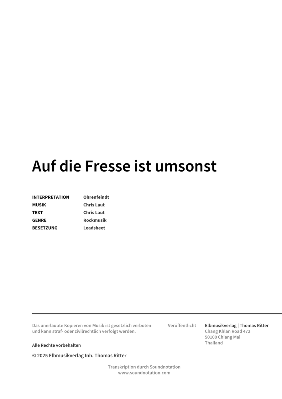 Auf die Fresse ist umsonst Voice scores gallery preview page 2