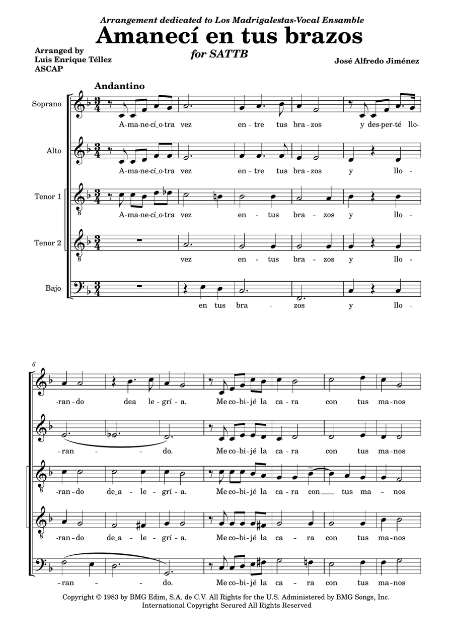 Amaneci En Tus Brazos Amaneci En Tus Brazos Choir scores gallery preview page 1
