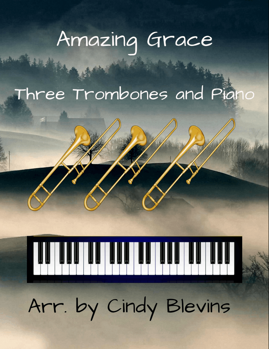 Amazing Grace, for Three Trombones and Piano Trombone Trio scores gallery preview page 1