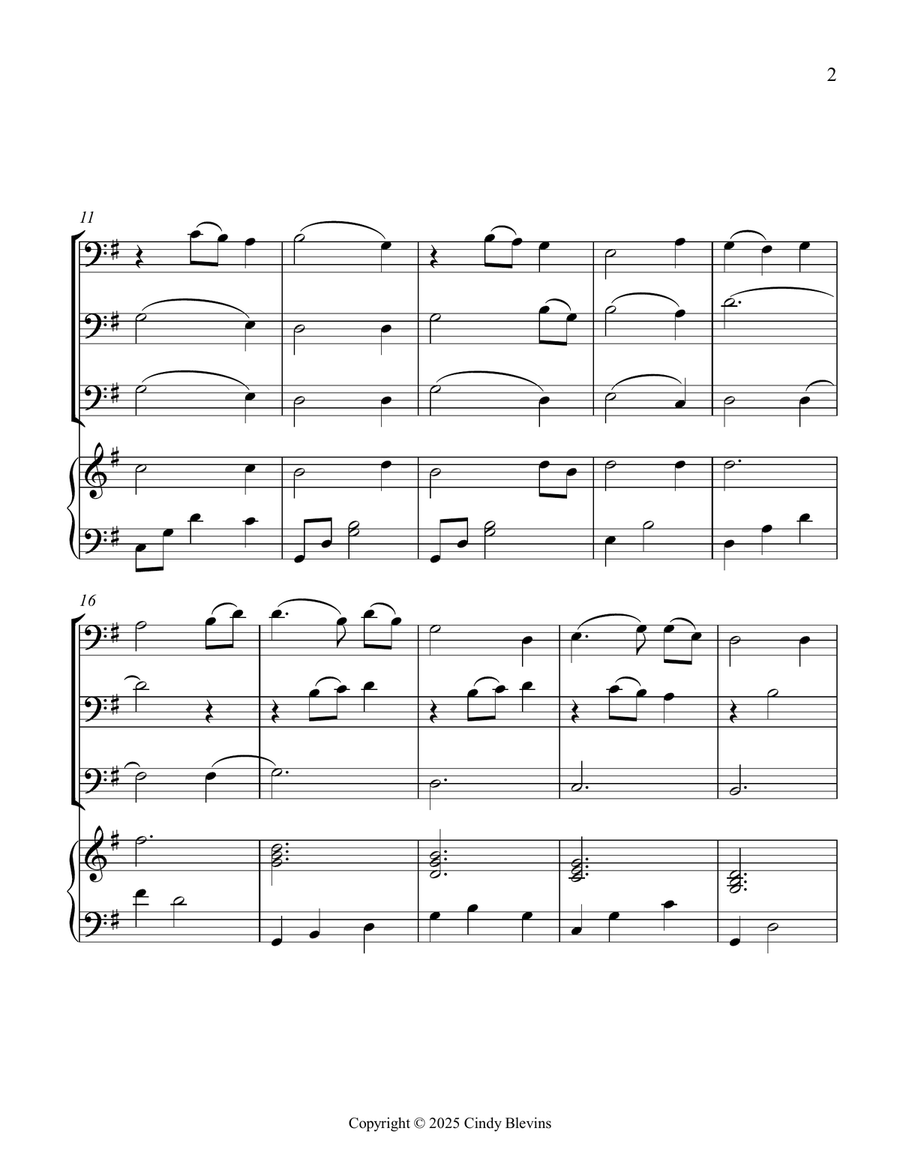 Amazing Grace, for Three Trombones and Piano Trombone Trio scores gallery preview page 3