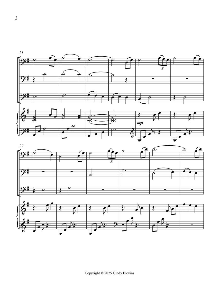 Amazing Grace, for Three Trombones and Piano Trombone Trio scores gallery preview page 4