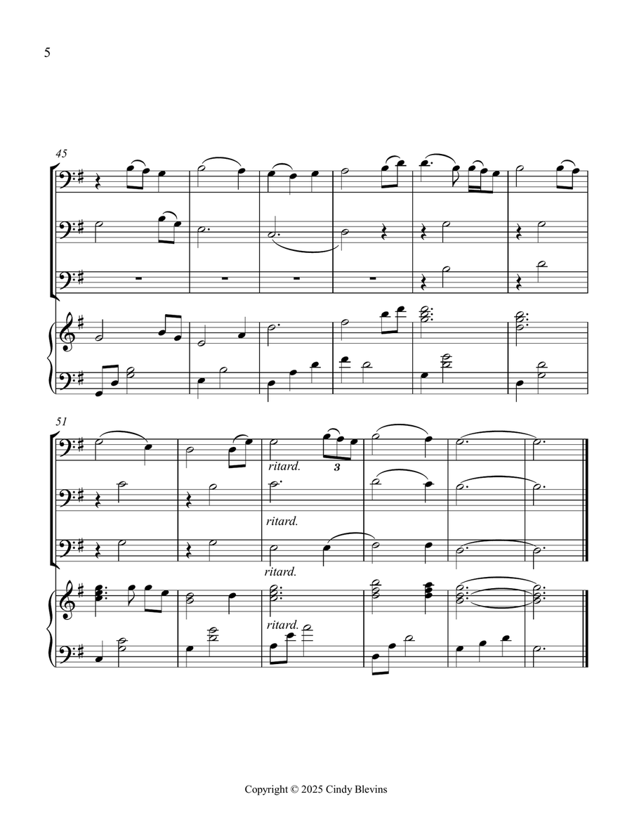 Amazing Grace, for Three Trombones and Piano Trombone Trio scores gallery preview page 6