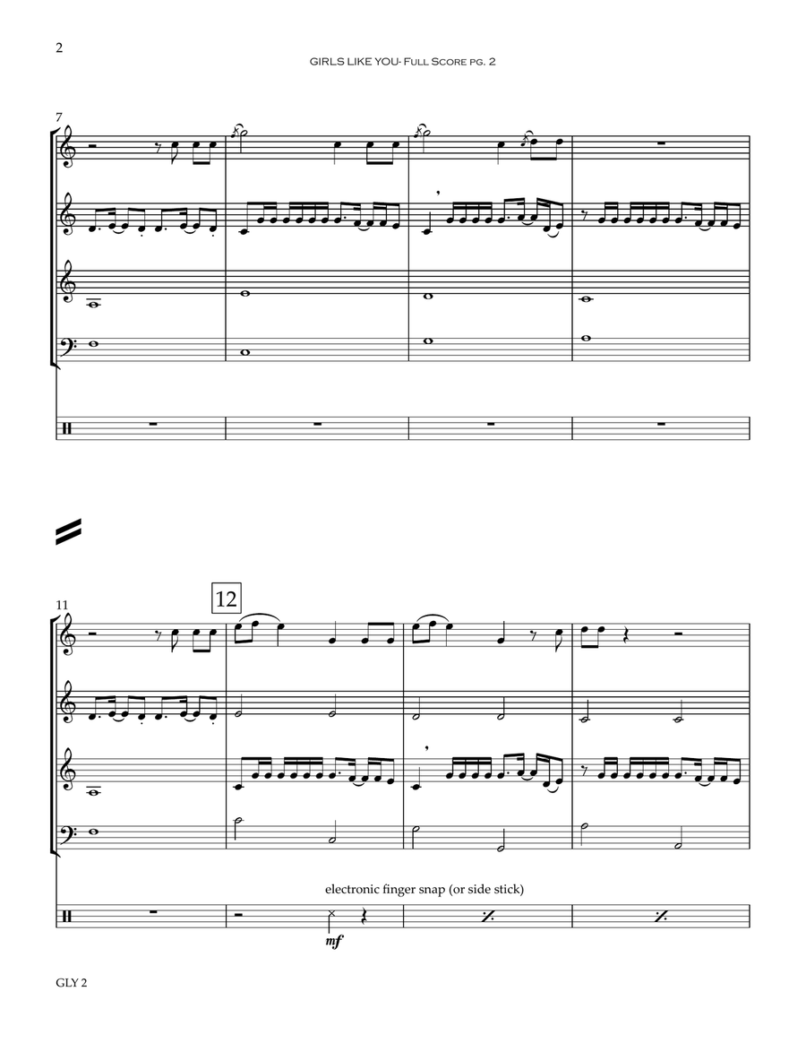 Girls Like You Clarinet Quartet scores gallery preview page 3