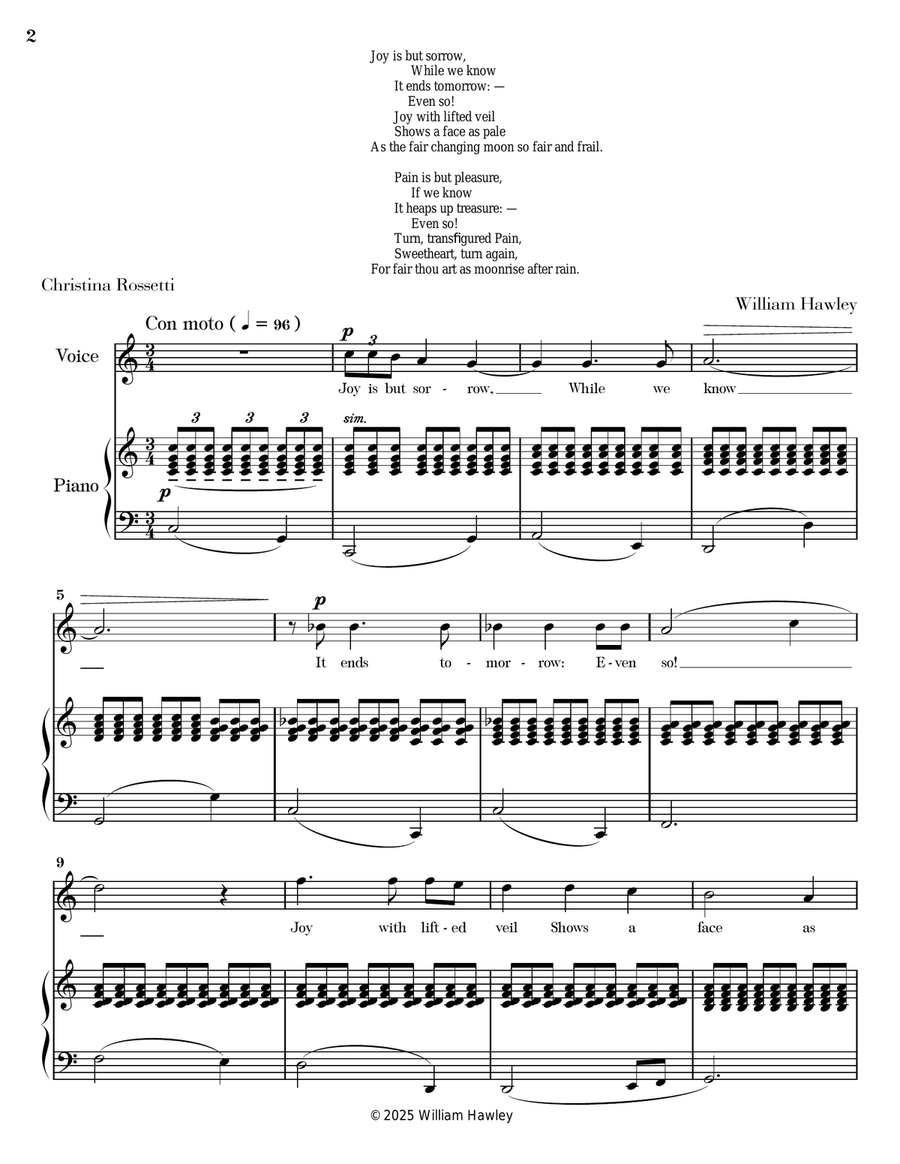 Joy is But Sorrow Joy is But Sorrow Piano, Vocal scores gallery preview page 2