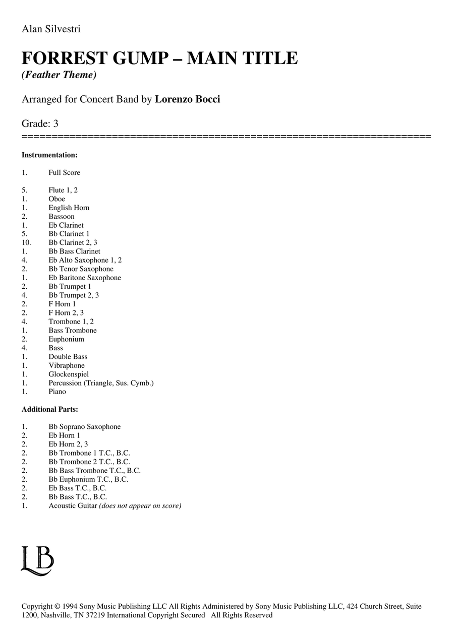 Forrest Gump - Main Title (Feather Theme) Concert Band scores gallery preview page 2