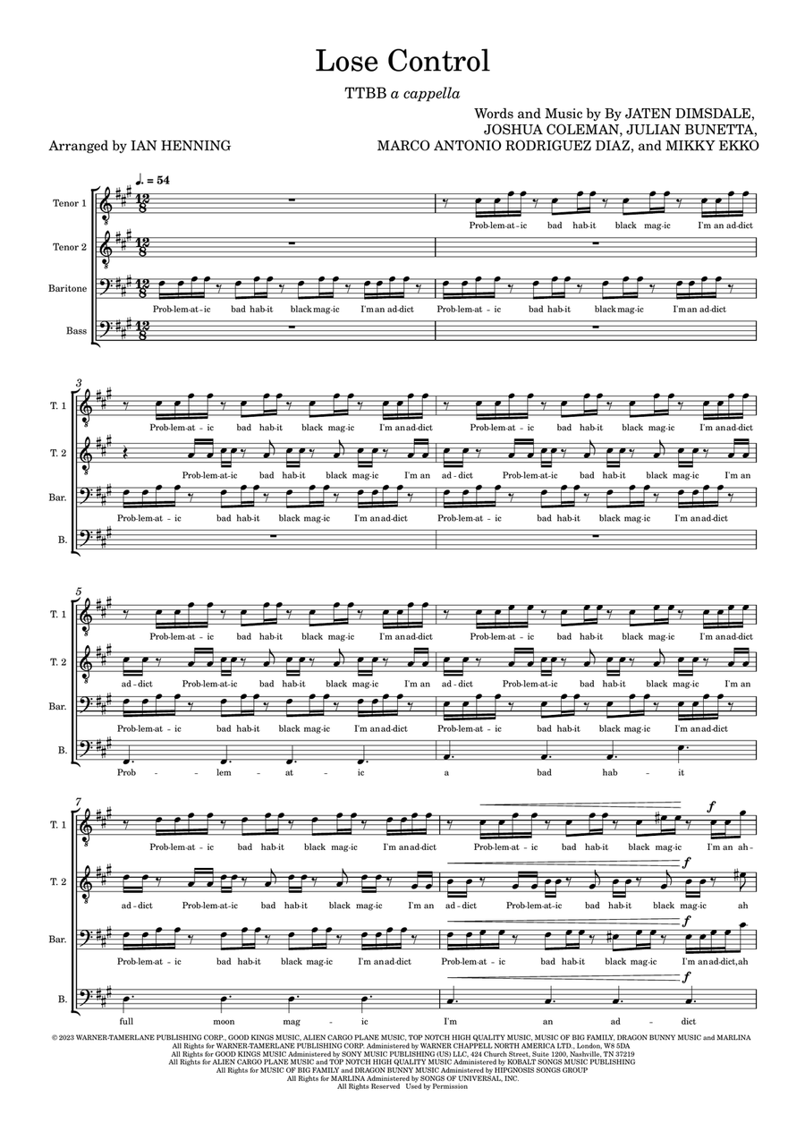 Lose Control Lose Control TTBB scores gallery preview page 1