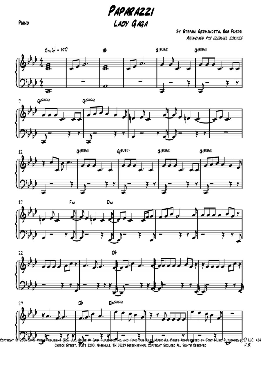 Paparazzi Paparazzi Easy Piano scores gallery preview page 4
