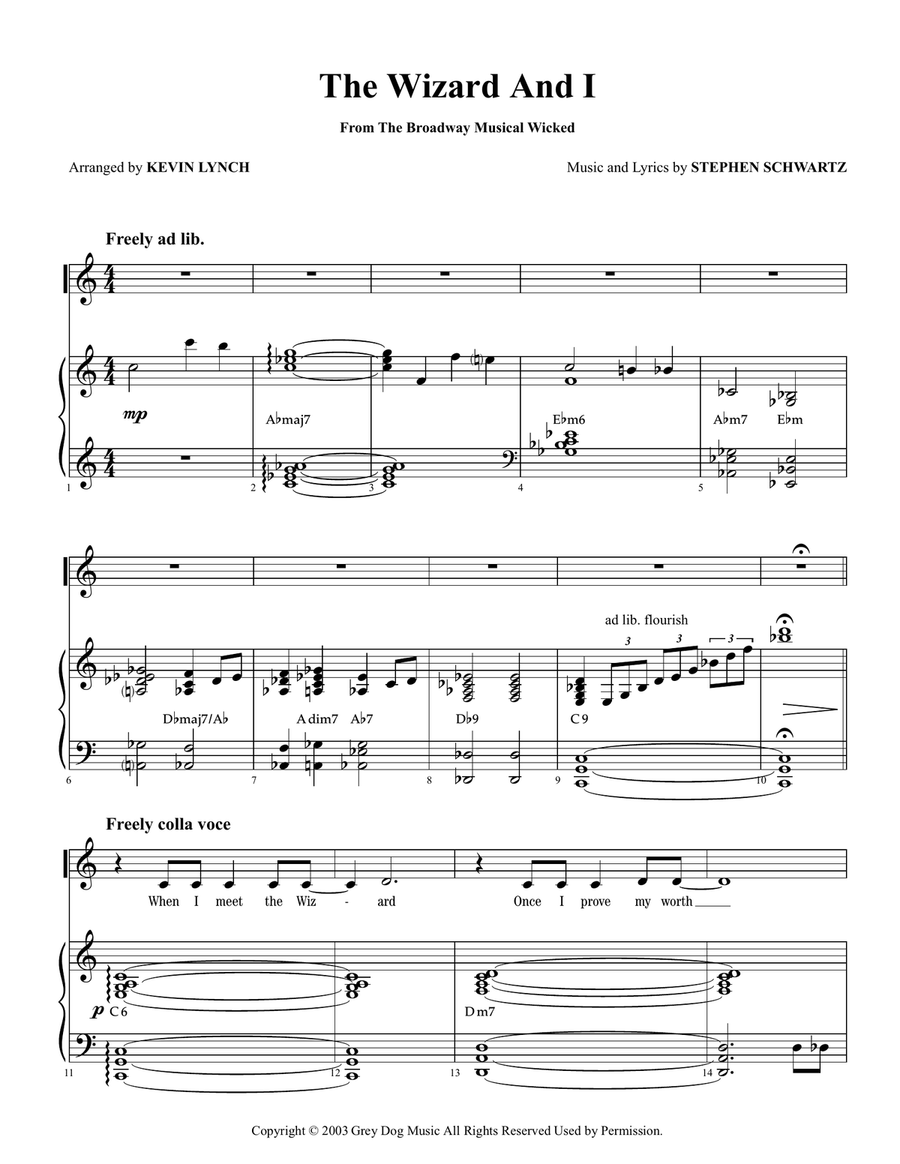 The Wizard And I The Wizard And I Piano, Vocal scores gallery preview page 1