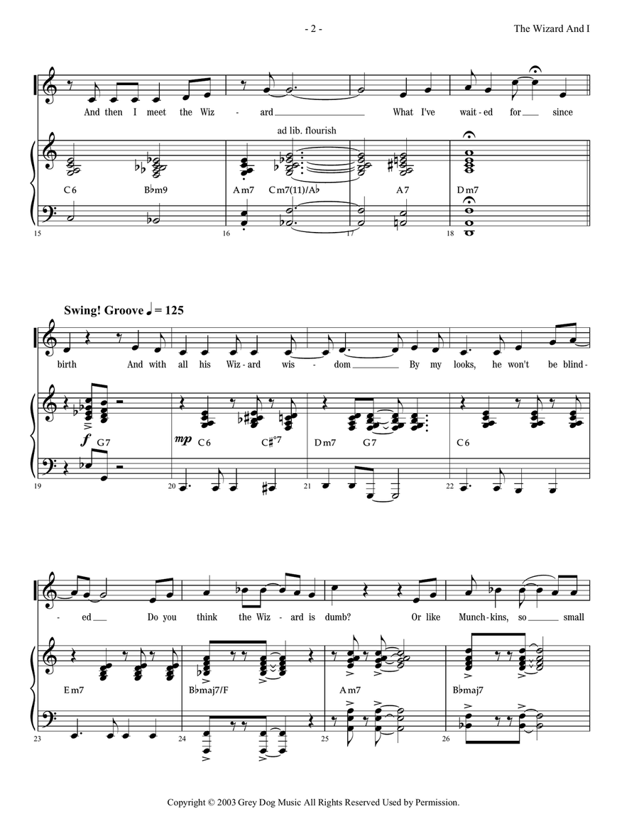The Wizard And I The Wizard And I Piano, Vocal scores gallery preview page 2