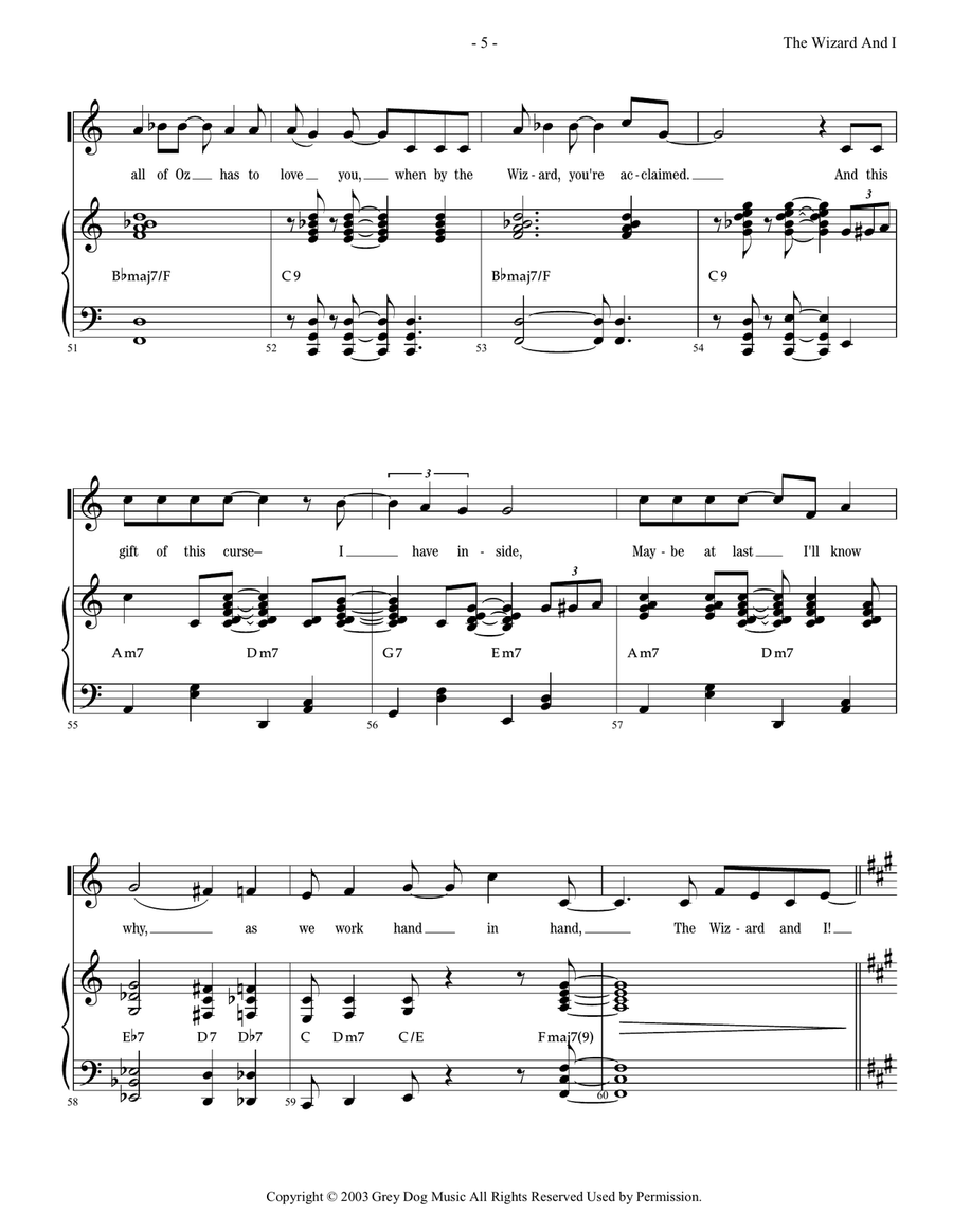 The Wizard And I The Wizard And I Piano, Vocal scores gallery preview page 5