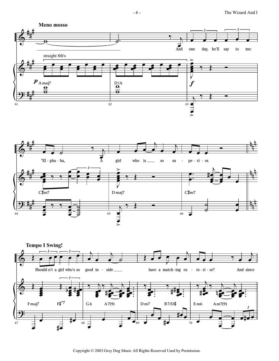 The Wizard And I The Wizard And I Piano, Vocal scores gallery preview page 6