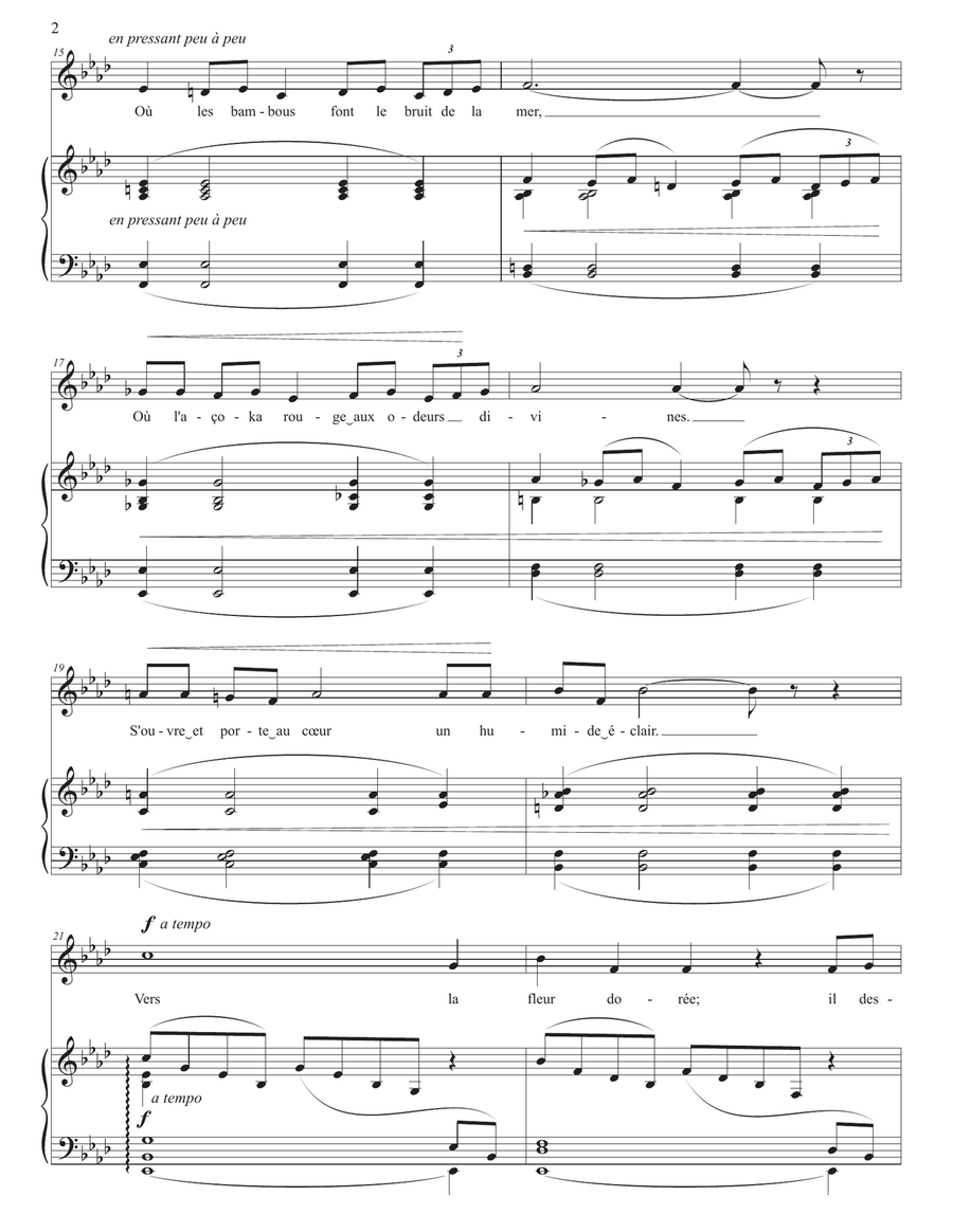 CHAUSSON: Le colibri, Op. 2 no. 7 (transposed to A-flat major) Piano, Vocal scores gallery preview page 3