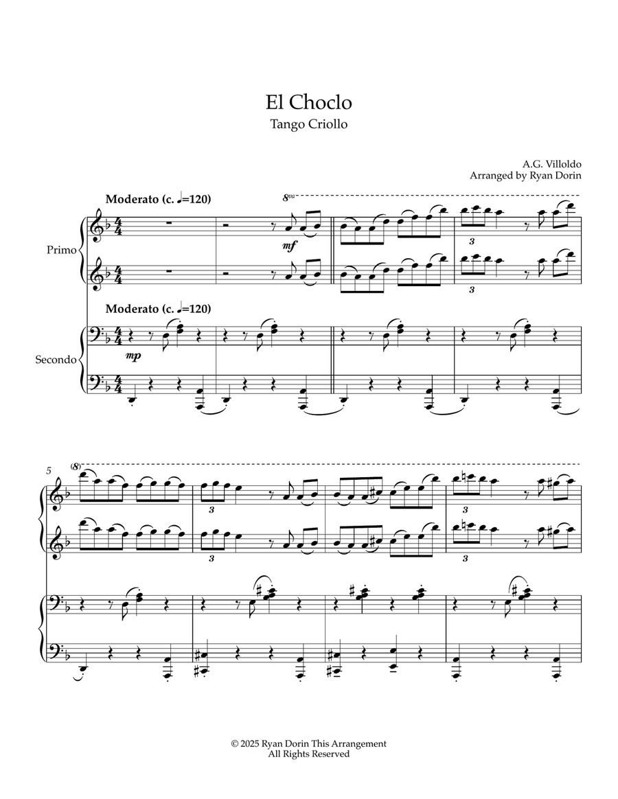 El Choclo - Tango Criollo 1 Piano, 4-Hands scores gallery preview page 1
