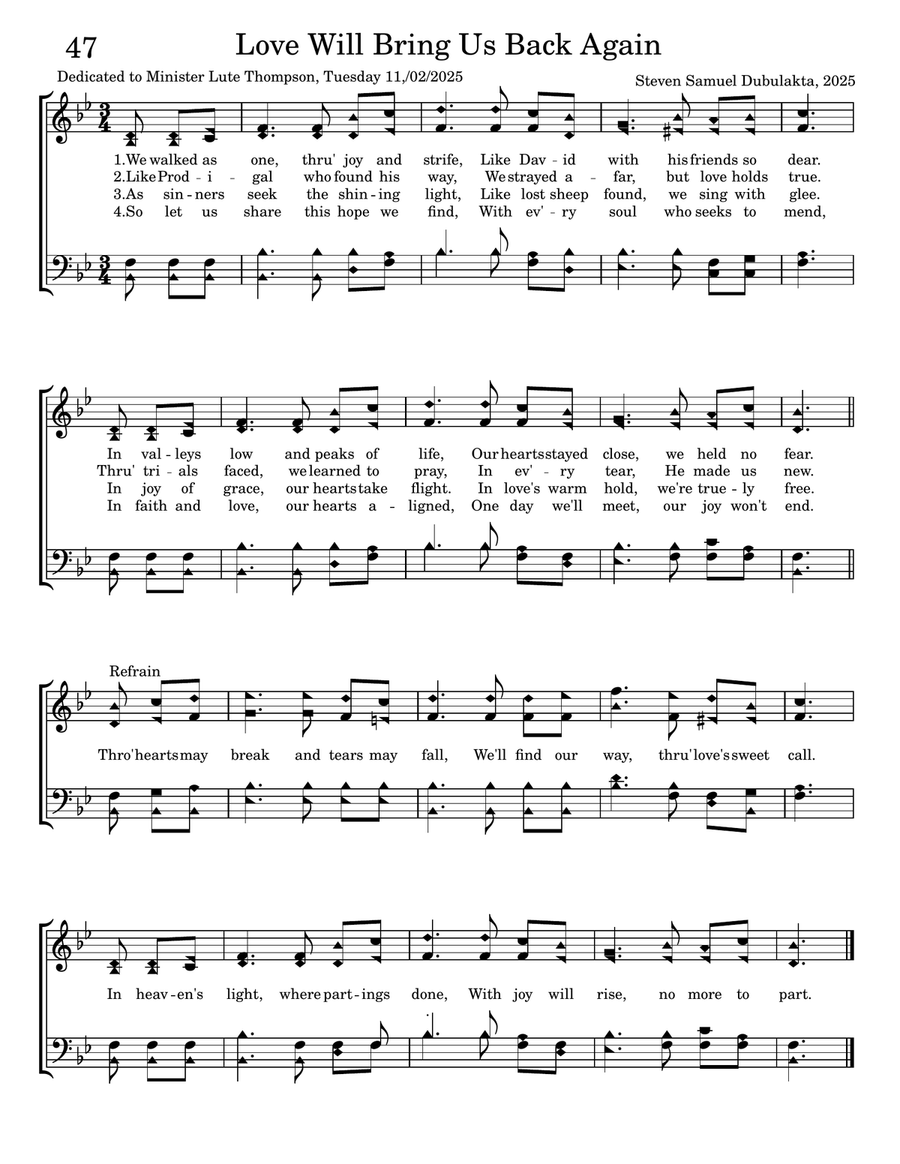 Love Will Bring Us Back Again 4-Part scores gallery preview page 1