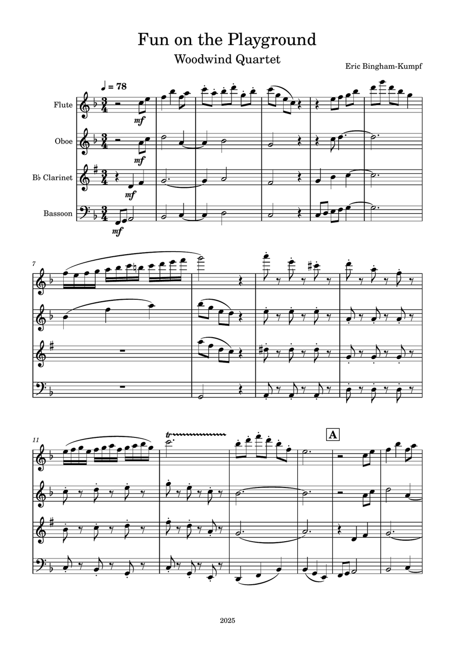 Fun on the Playground Fun on the Playground Woodwind Quartet scores gallery preview page 1
