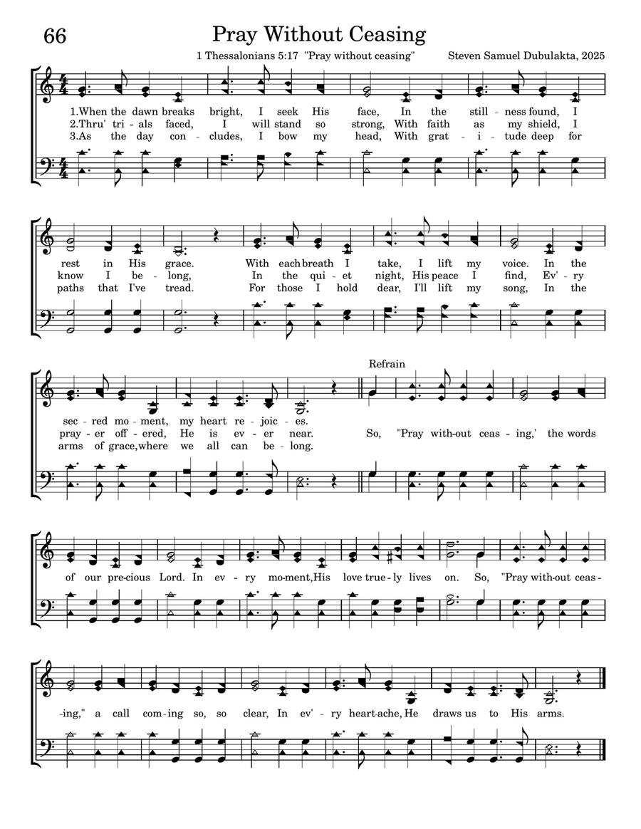Pray Without Ceasing 4-Part scores gallery preview page 1