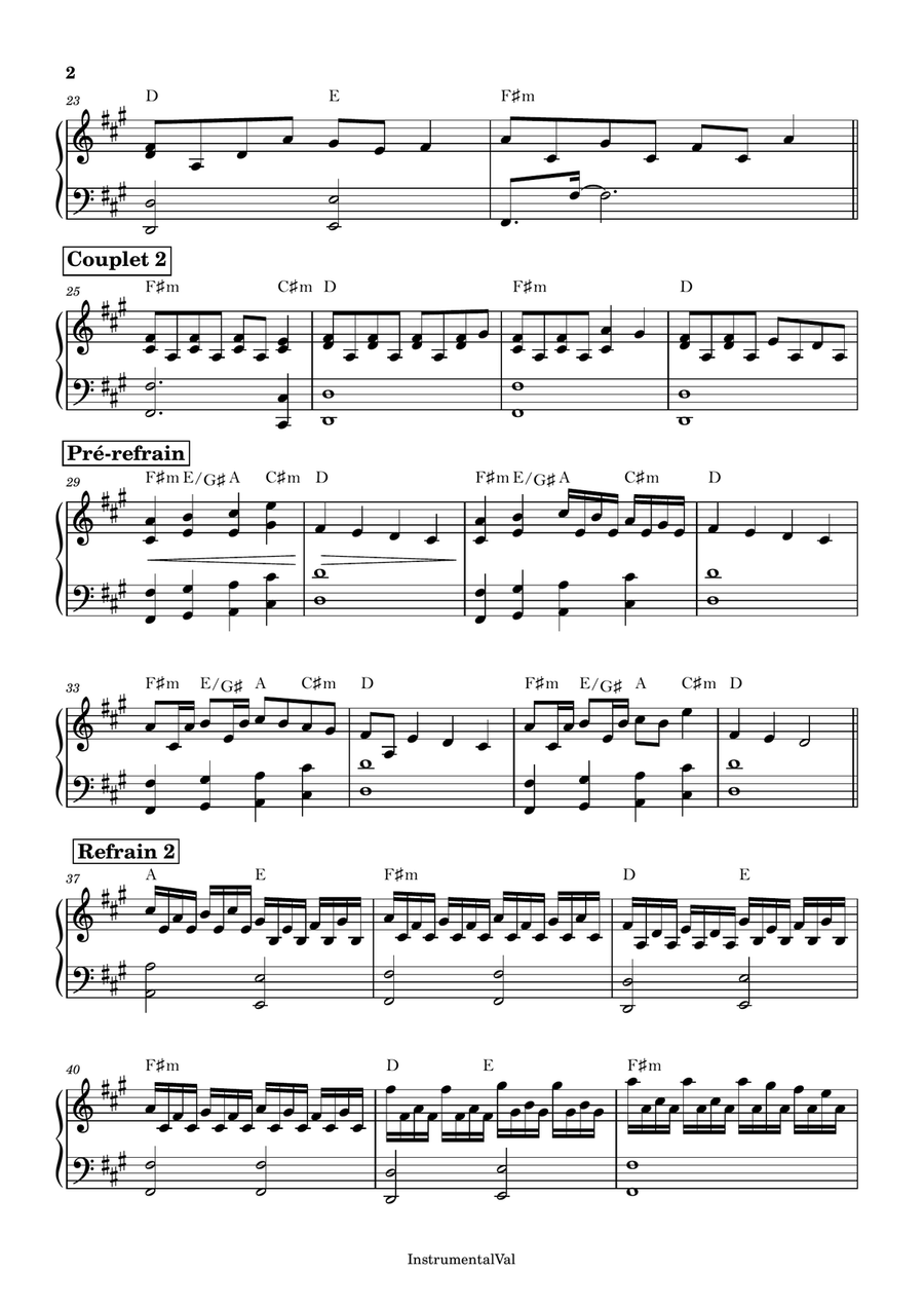 Des Milliers De Je T'aime Piano Solo scores gallery preview page 2
