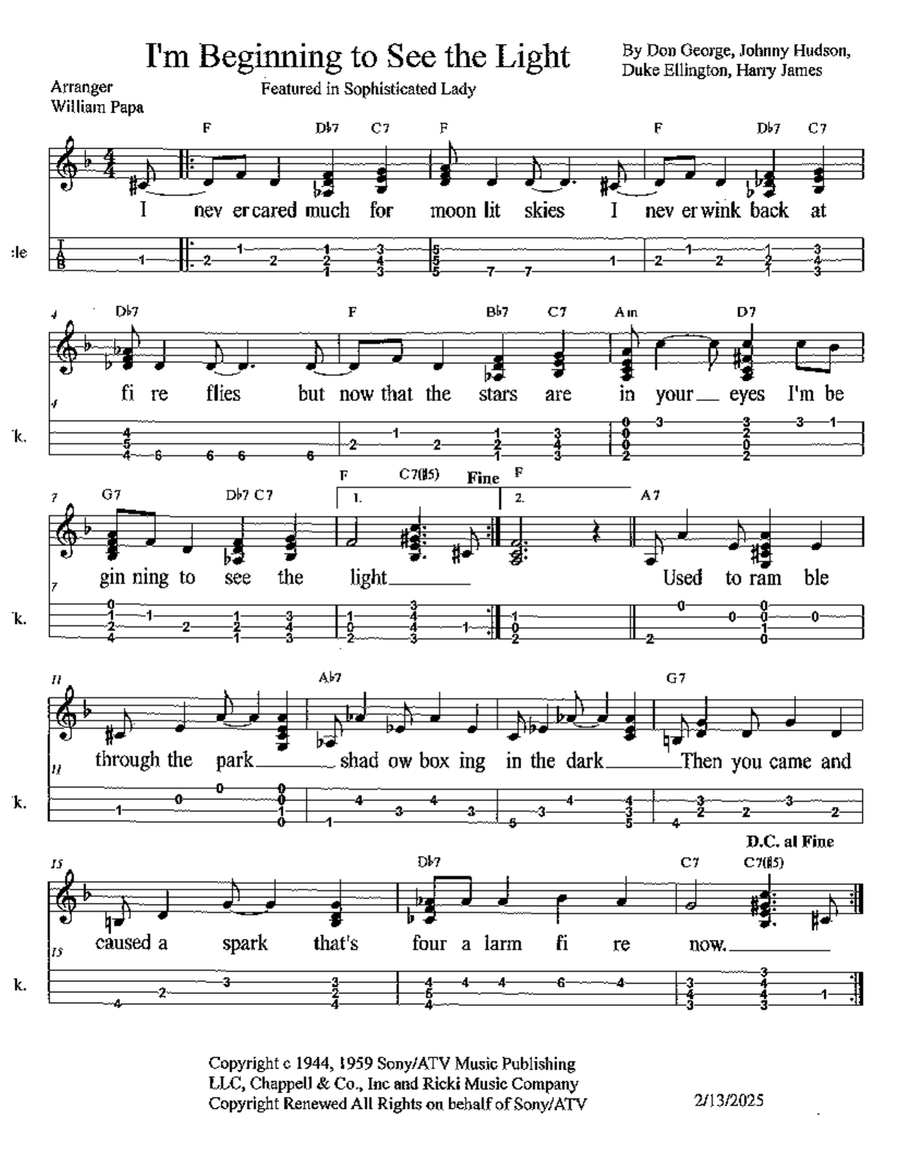 I'm Beginning To See The Light Ukulele scores gallery preview page 1