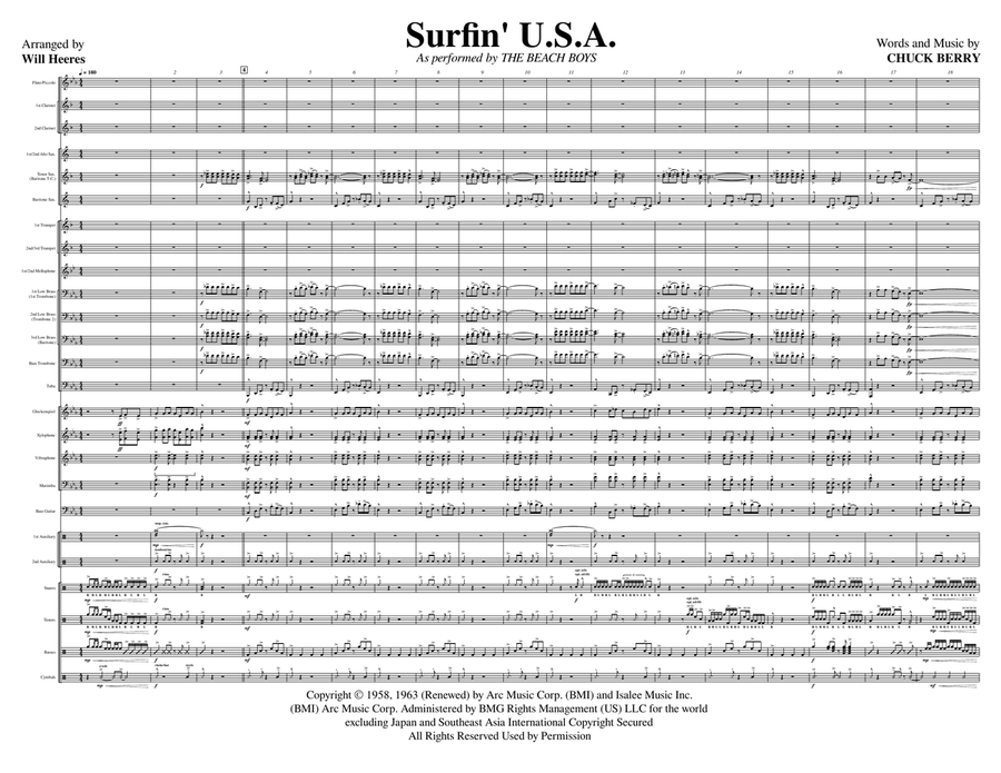 Surfin' U.s.a. Surfin' U.s.a. Marching Band scores gallery preview page 1