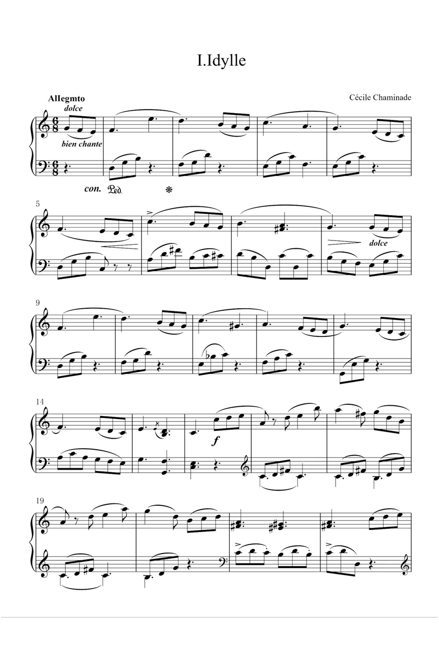 Idylle - Cécile Chaminade Piano Solo scores gallery preview page 1