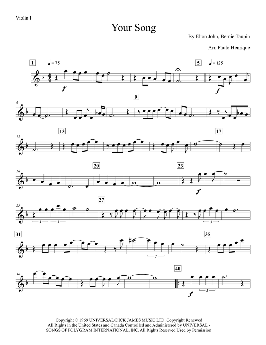 Your Song Your Song String Quartet scores gallery preview page 5
