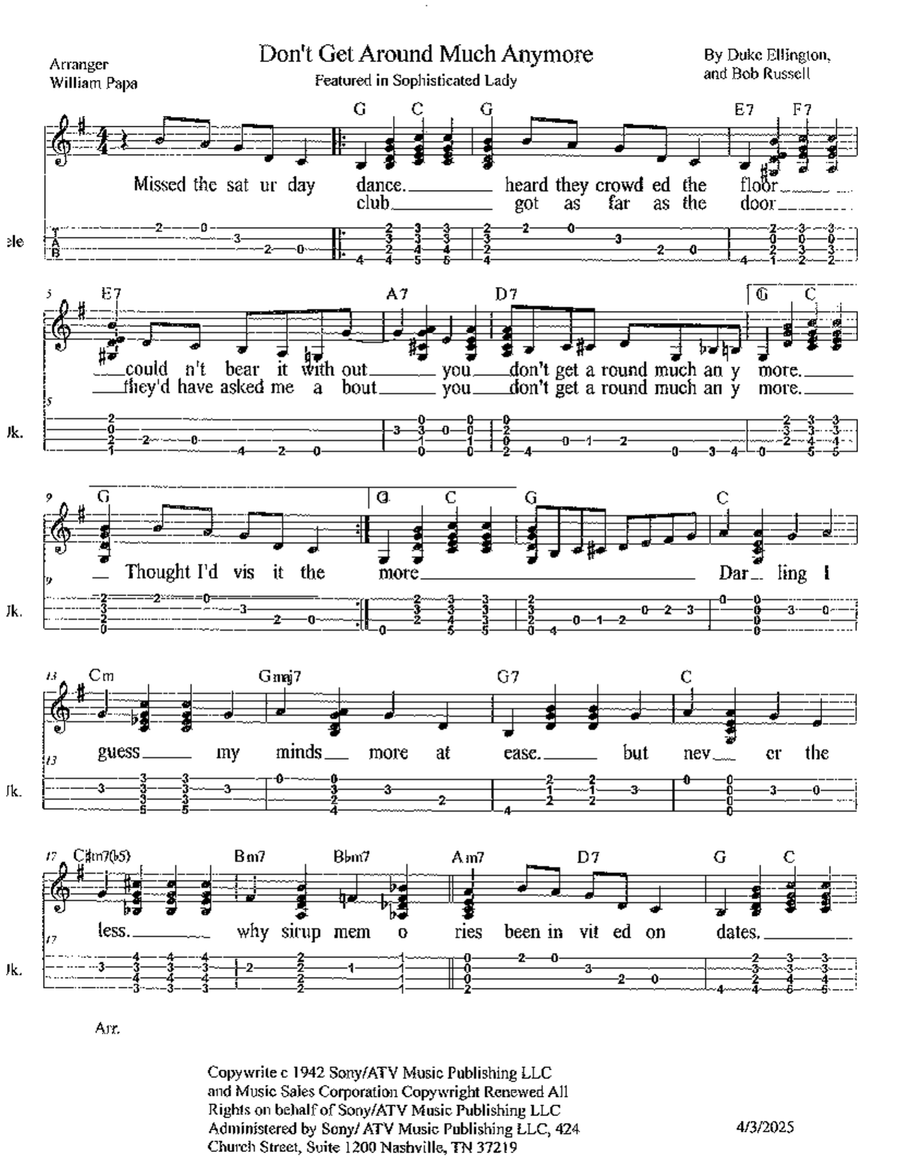 Don't Get Around Much Anymore Ukulele scores gallery preview page 1