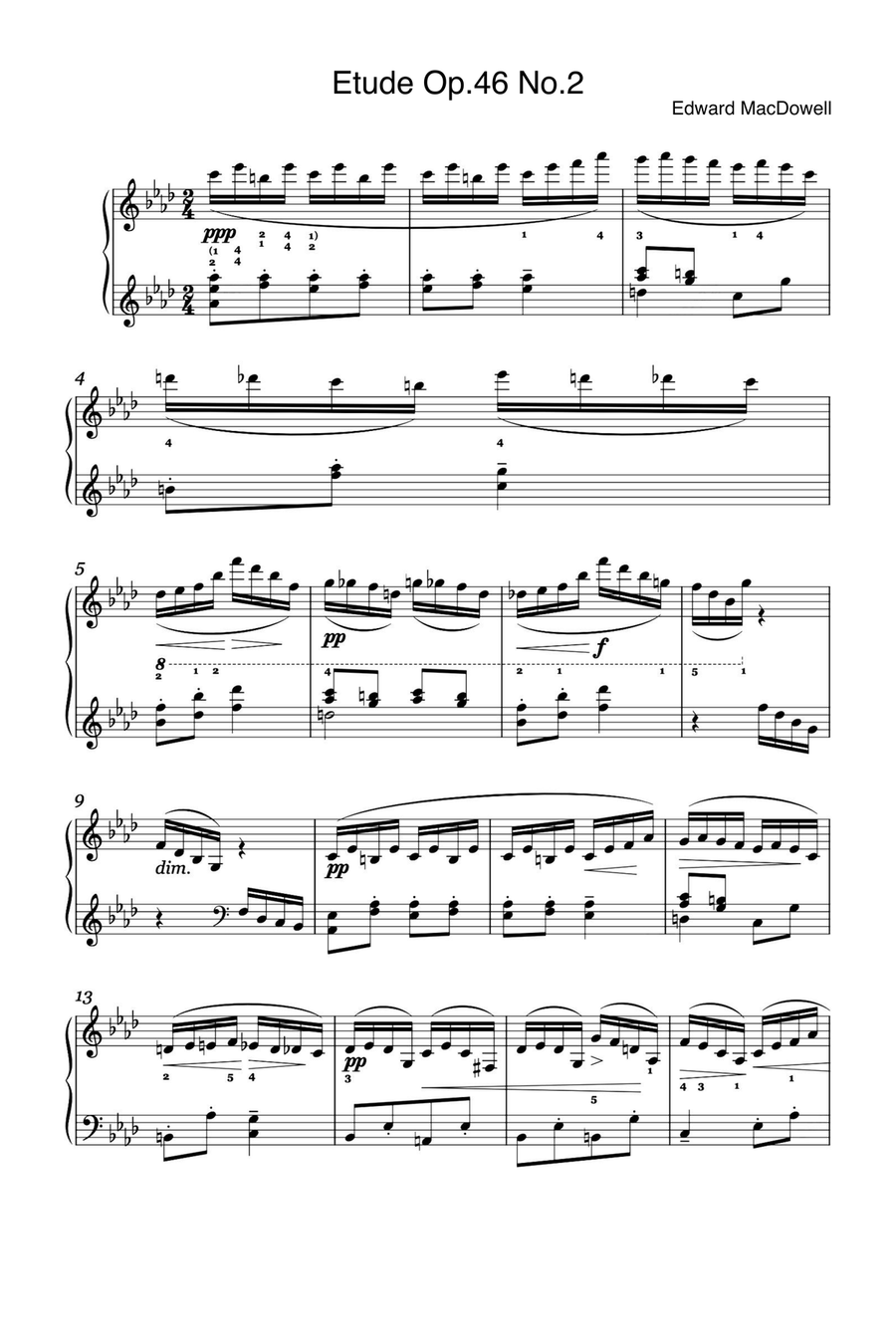 Etude Op.46 No.2 - Edward MacDowell Piano Method scores gallery preview page 1
