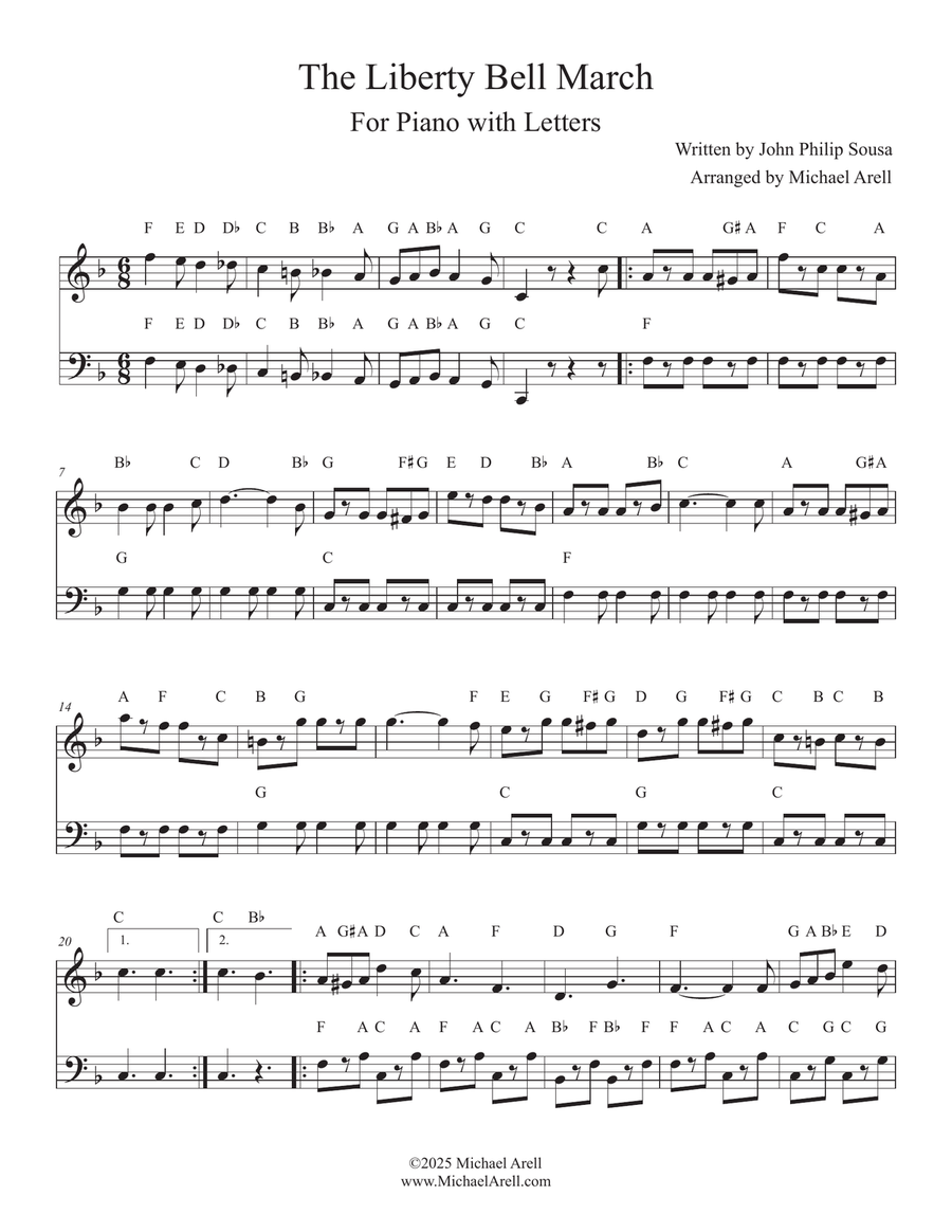 Liberty Bell March for Piano Easy Piano scores gallery preview page 1