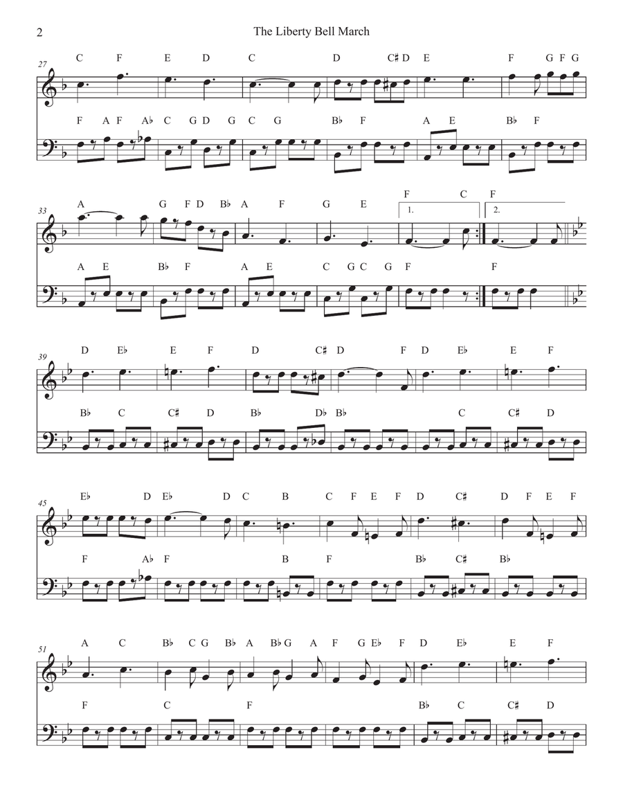 Liberty Bell March for Piano Easy Piano scores gallery preview page 2