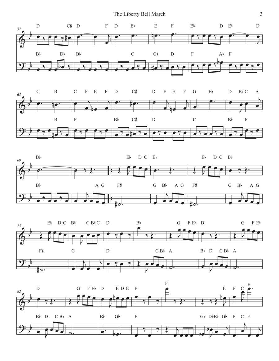 Liberty Bell March for Piano Easy Piano scores gallery preview page 3