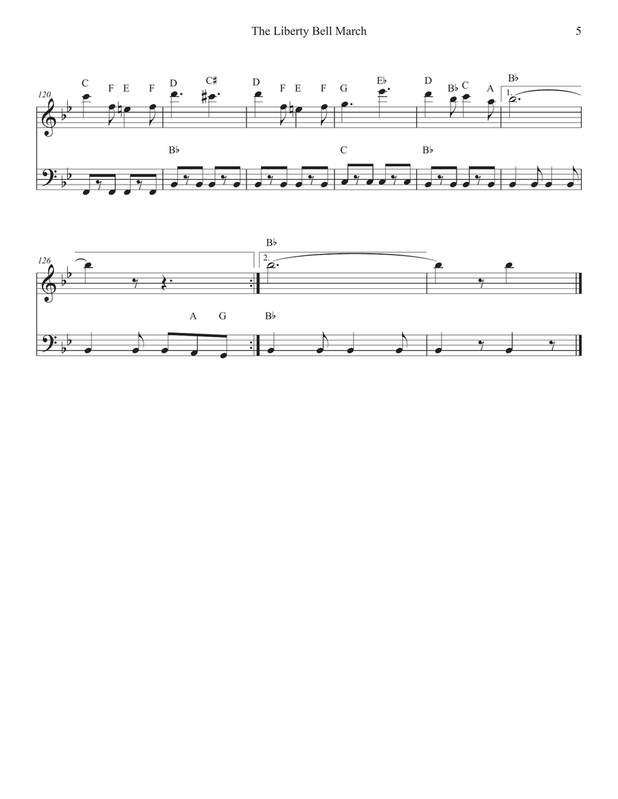 Liberty Bell March for Piano Easy Piano scores gallery preview page 5