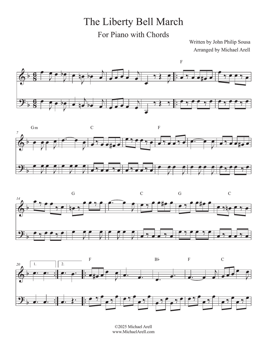 Liberty Bell March for Piano Easy Piano scores gallery preview page 6