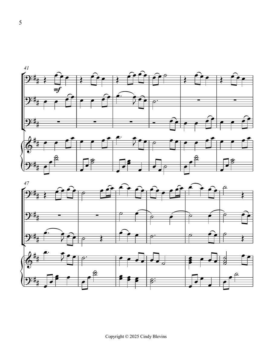 Come, Thou Fount of Every Blessing, for Three Trombones and Piano Small Ensemble scores gallery preview page 6