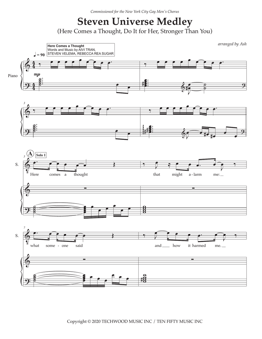 Medley: Here Comes A Thought with Do It For Her and Stronger Than You TTB scores gallery preview page 1