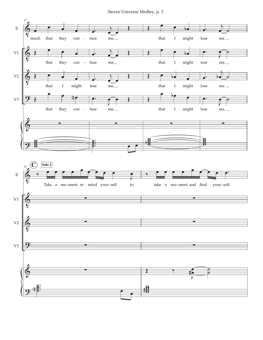 Medley: Here Comes A Thought with Do It For Her and Stronger Than You TTB scores gallery preview page 3