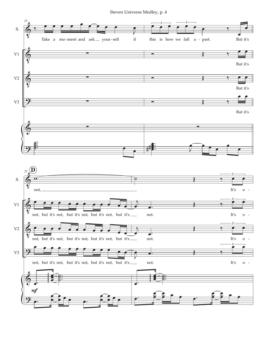 Medley: Here Comes A Thought with Do It For Her and Stronger Than You TTB scores gallery preview page 4