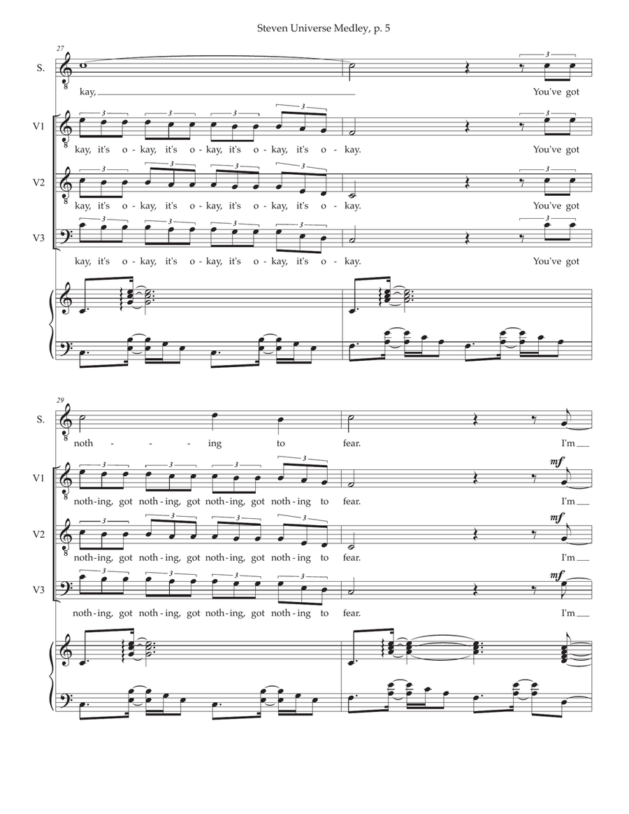 Medley: Here Comes A Thought with Do It For Her and Stronger Than You TTB scores gallery preview page 5