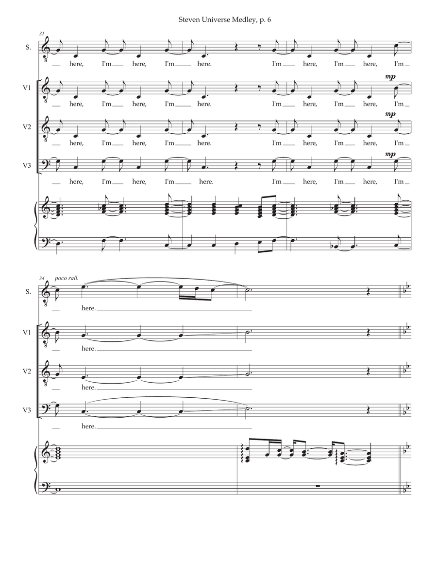 Medley: Here Comes A Thought with Do It For Her and Stronger Than You TTB scores gallery preview page 6