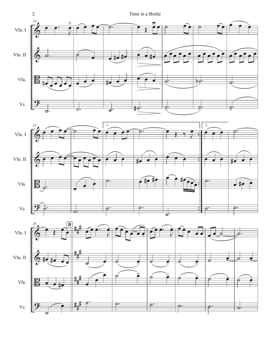 Time In A Bottle Time In A Bottle String Quartet scores gallery preview page 2