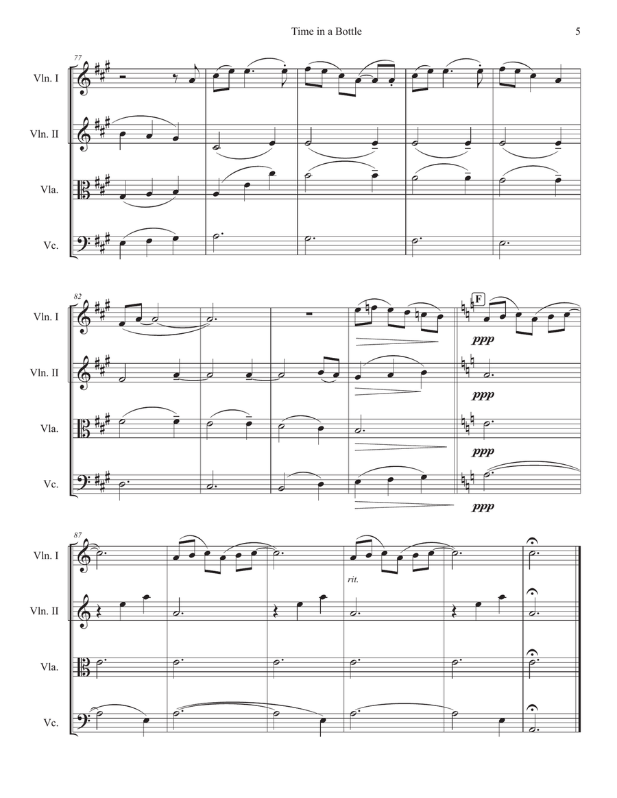 Time In A Bottle Time In A Bottle String Quartet scores gallery preview page 5